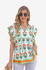 Womens Green Floral Peplum Babydoll Tops  | CicyBell