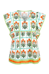 Womens Green Floral Peplum Babydoll Tops  | CicyBell