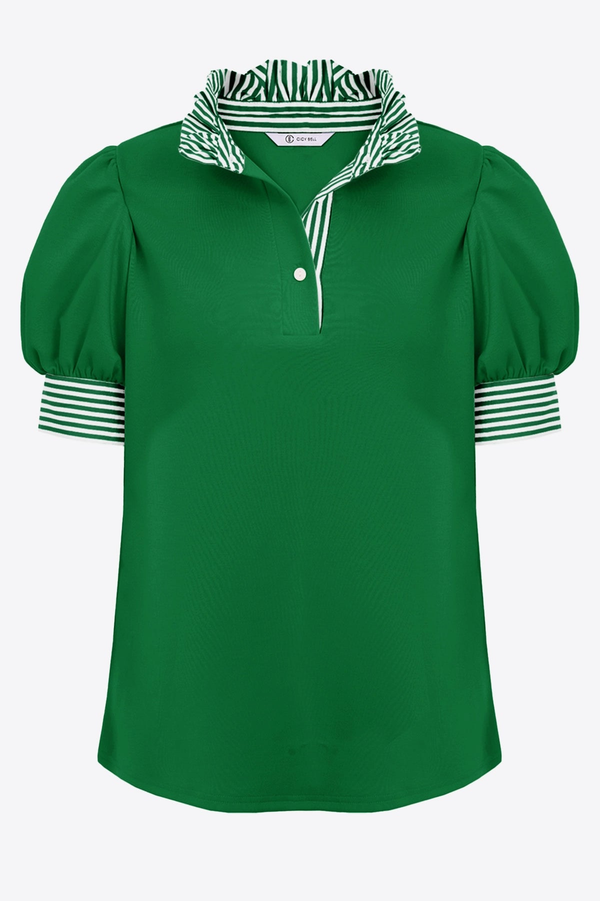 Womens Green Summer Puff Sleeve Blouses | CicyBell