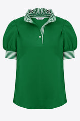 Womens Green Summer Puff Sleeve Blouses | CicyBell