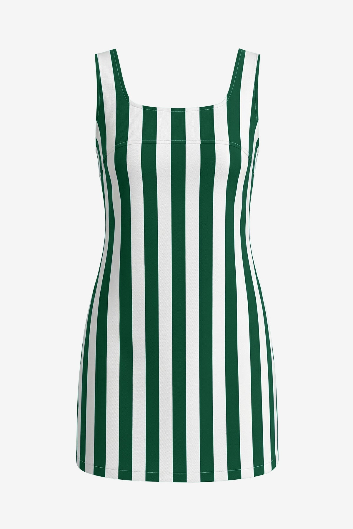 Womens Green Striped Denim Mini Dresses | CicyBell