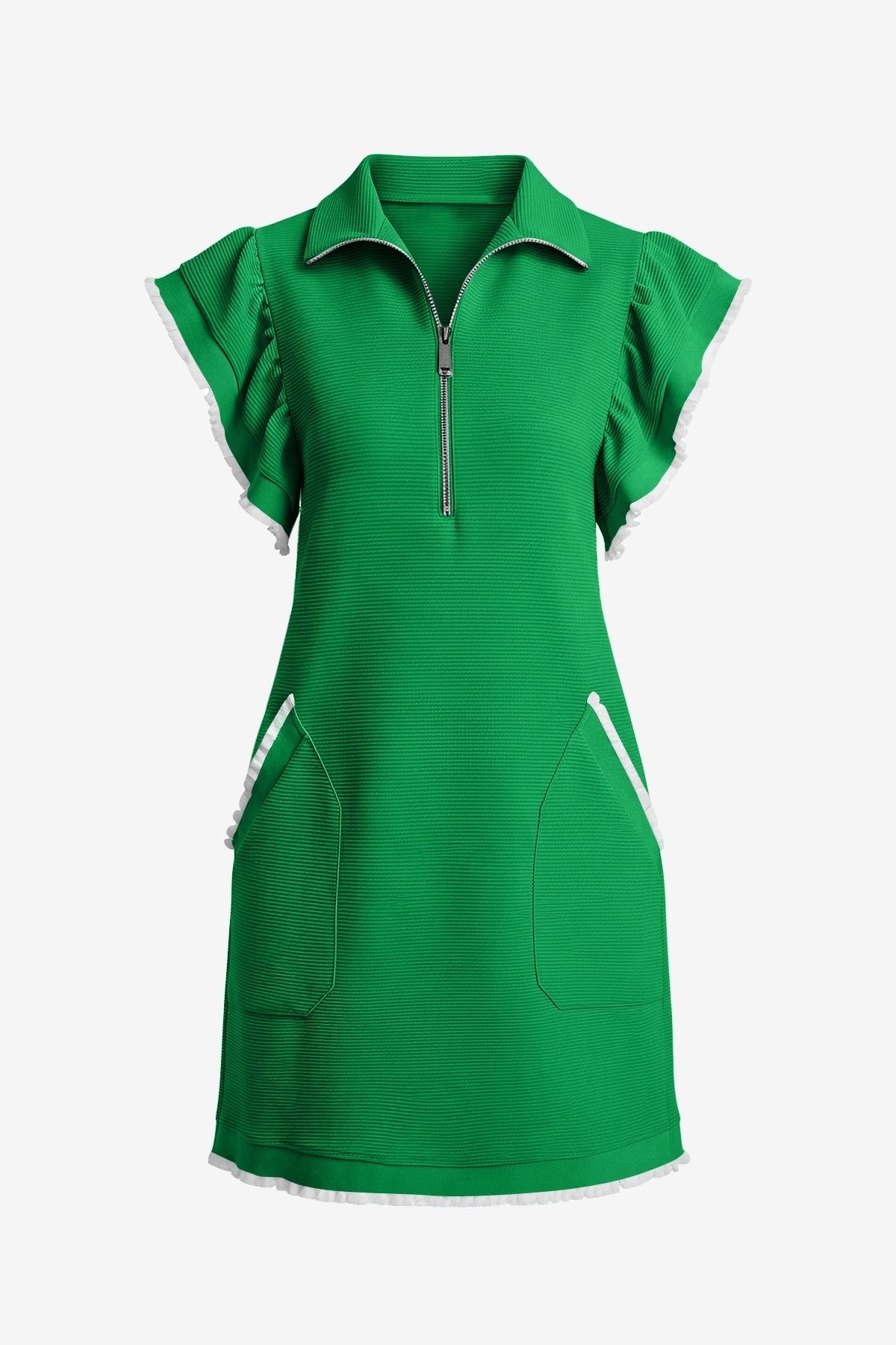 Womens Green Ruffle Cap Sleeve Dress  | CicyBell