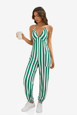 Womens Green Sexy Halter Jumpsuits | CicyBell
