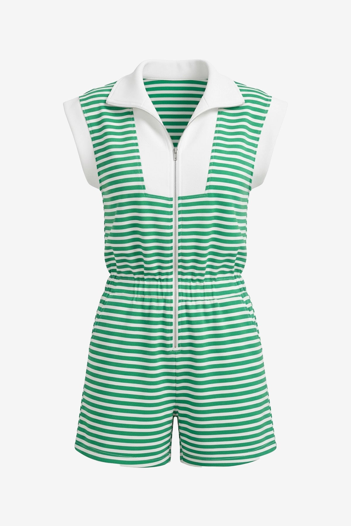 Womens Green Summer Striped Rompers | CicyBell