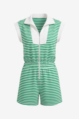 Womens Green Summer Striped Rompers | CicyBell