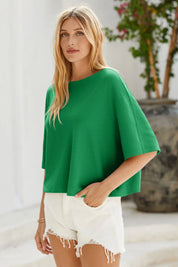 Cicy Bell Womens Green Half Sleeve Sweaters