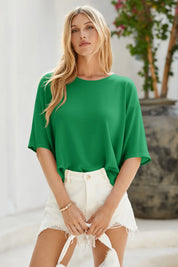 Cicy Bell Womens Green Half Sleeve Sweaters
