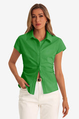 Womens Green Summer Button Down Shirts  | CicyBell