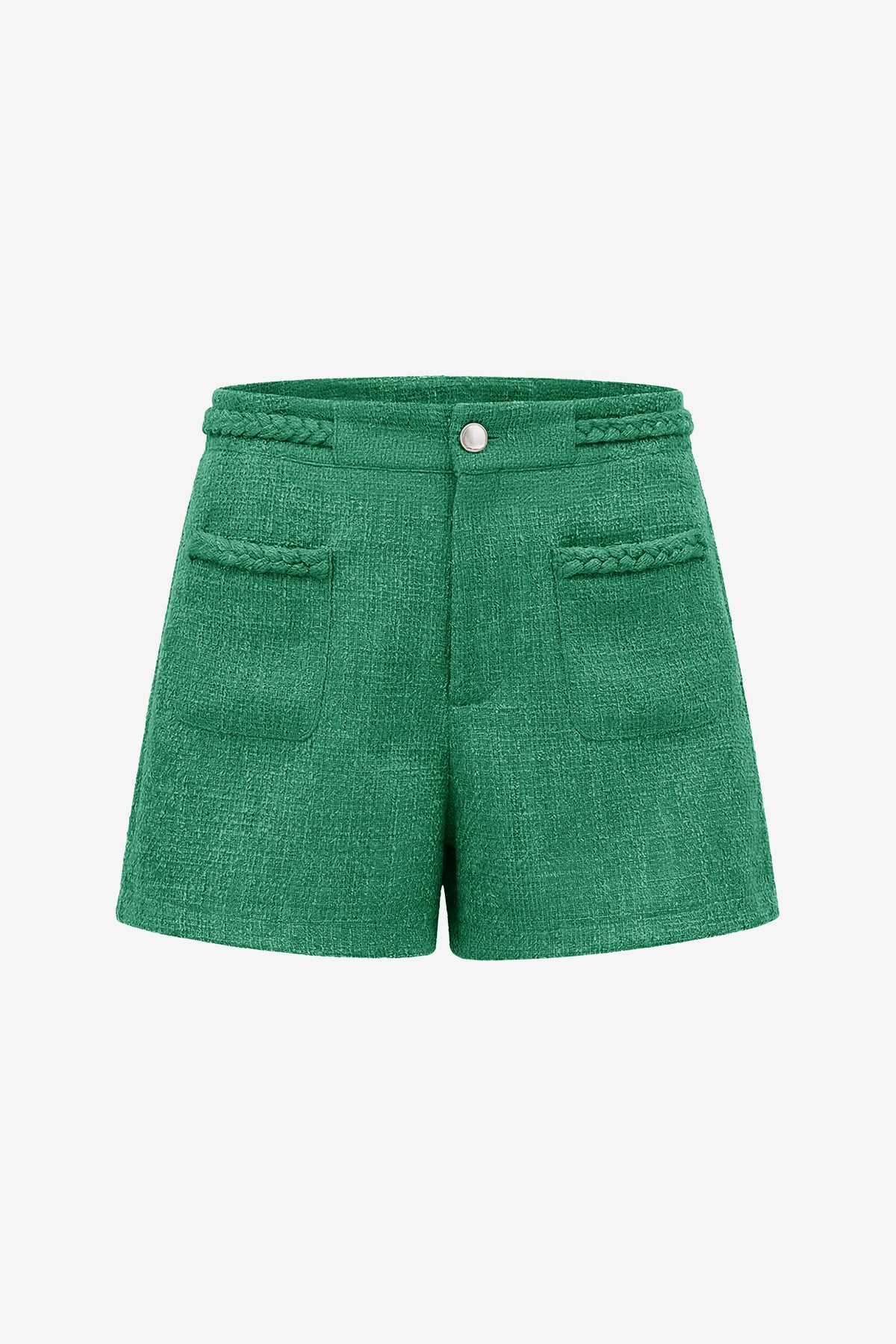 Womens Green Tweed Summer Shorts | CicyBell