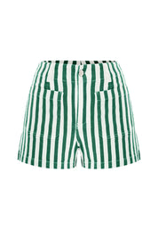Womens Green Summer Striped Shorts | CicyBell