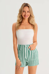 Womens Green Summer Striped Shorts 2