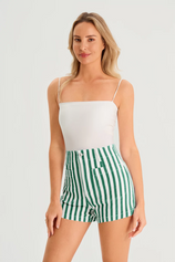 Womens Green Summer Striped Shorts 3