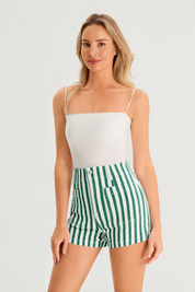 Womens Green Summer Striped Shorts 3