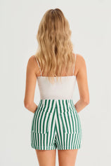 Womens Green Summer Striped Shorts | CicyBell