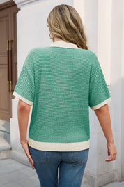 Cicy Bell Womens Green Striped Cropped Sweaters Tops