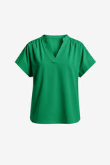 Womens Green V Neck Blouse Tops  | CicyBell