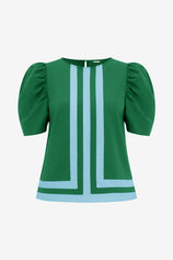 Womens Green Summer Puff Sleeve Blouses  | CicyBell