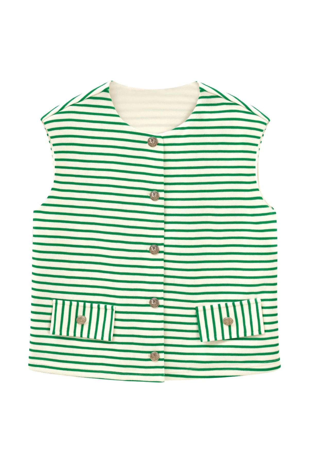 Womens Green Summer Striped Vest | CicyBell