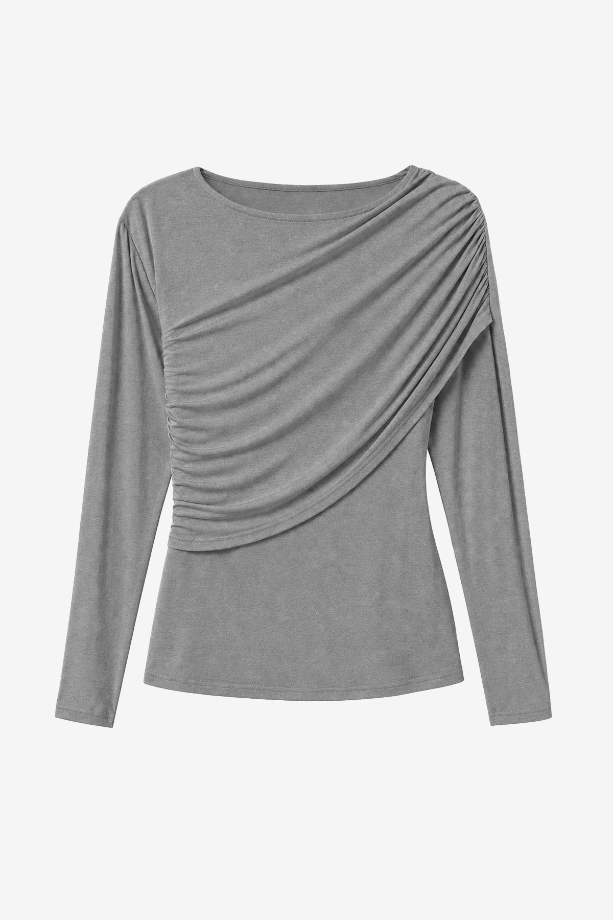 High Stretch Grey Ruched Top Viscose Blend | CicyBell