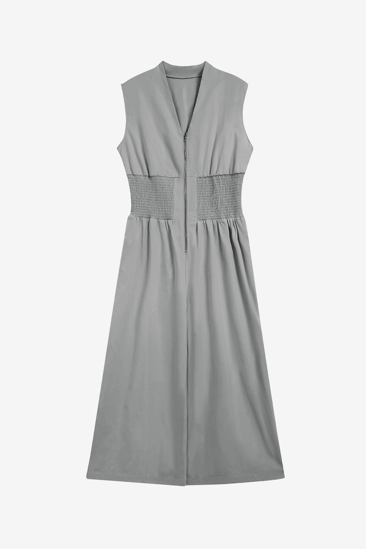 Womens Grey V Neck Casual Dressy Jumpsuit | CicyBell