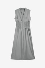 Womens Grey V Neck Casual Dressy Jumpsuit | CicyBell