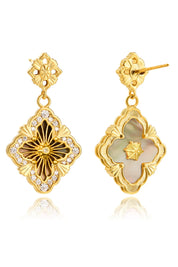 Cicy Bell Womens Grey Four Leaf Clover Dangle Earrings