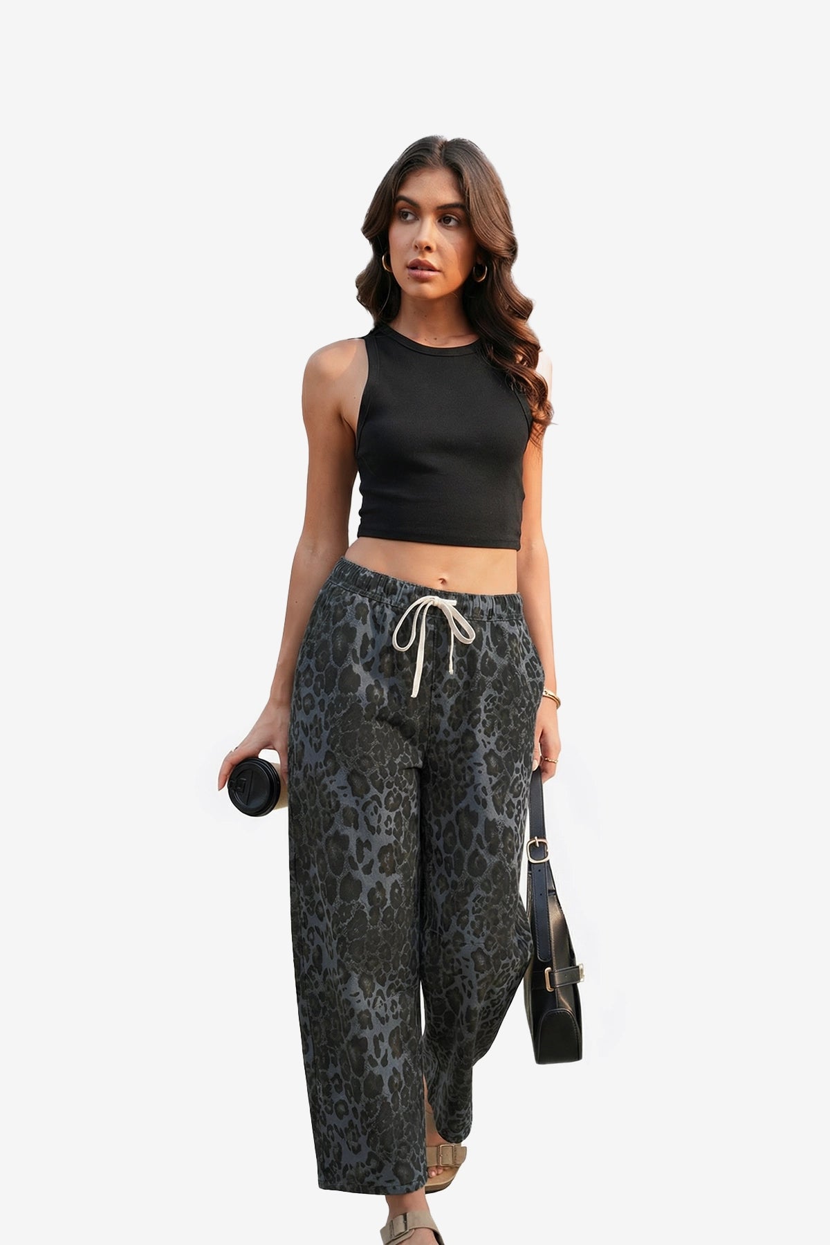 Womens Grey Leopard High Waisted Jeans | CicyBell