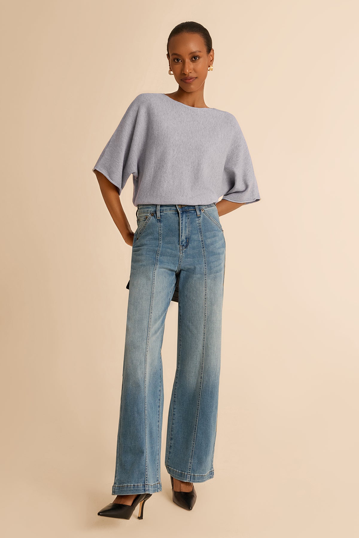 Womens Grey Half Sleeve Sweaters | CicyBell