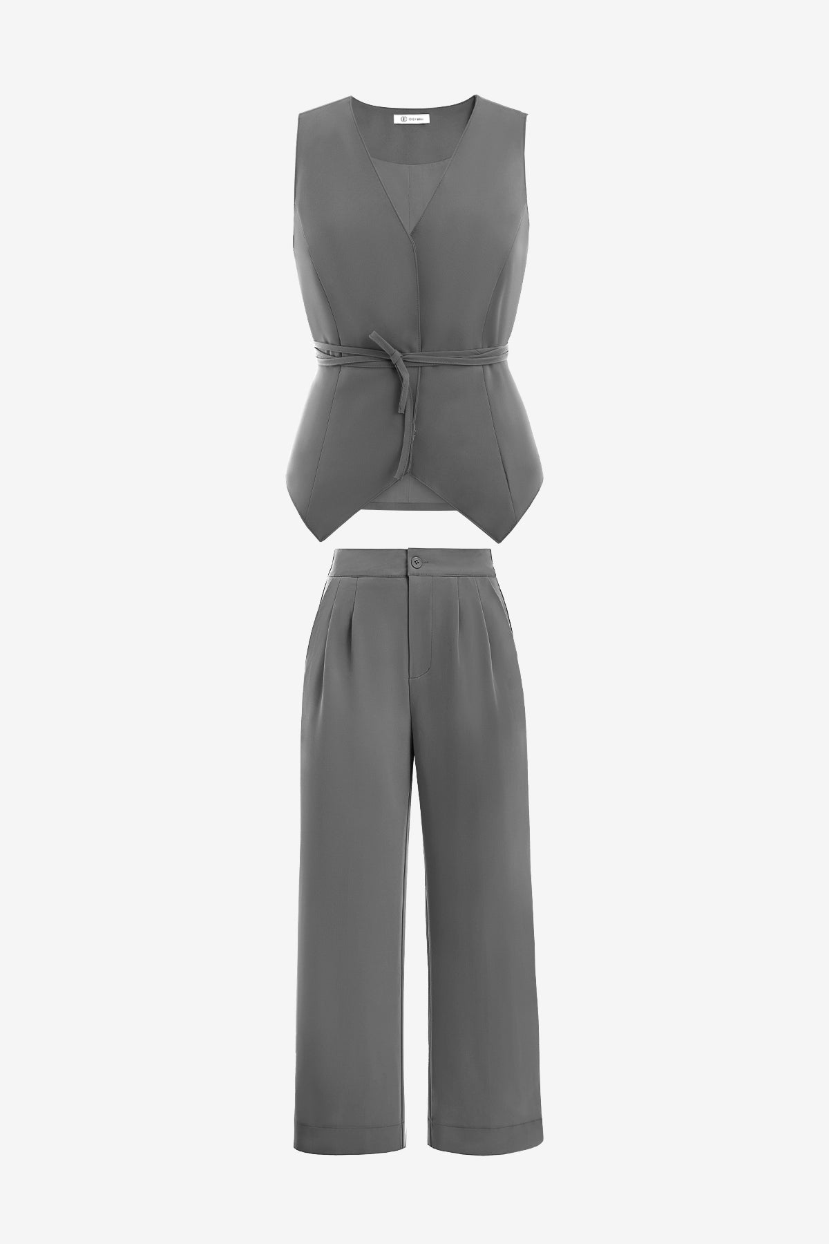 Womens Grey 2 Piece V Neck Outfits | CicyBell