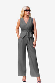 Womens Grey 2 Piece V Neck Outfits | CicyBell