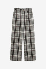 Womens Grey Wide Leg Plaid Pants | CicyBell