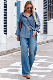 Cicy Bell Womens Jean Blue Denim Shirt