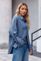Cicy Bell Womens Jean Blue Denim Shirt