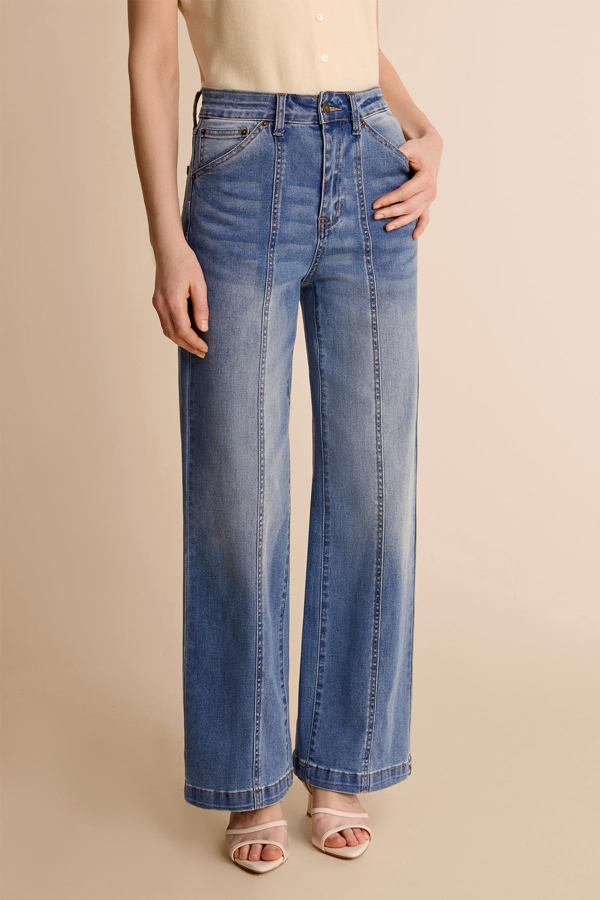 Womens Jean Blue Wide Leg Jeans | CicyBell