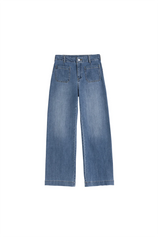 Womens Jean Blue Straight Leg High Waisted Jeans | CicyBell