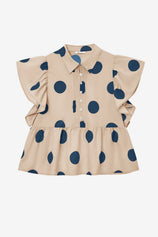 Womens Khaki Polka Dot Babydoll Tops | CicyBell