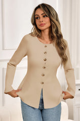 Cicy Bell Womens Khaki Button Up Cardigan Sweaters