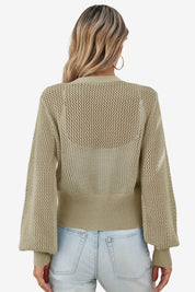 Cicy Bell Womens Khaki Cropped Crochet Cardigans