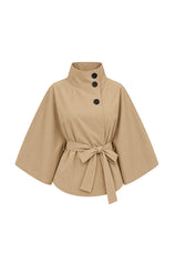 Womens Khaki Cropped Trench Coat | CicyBell