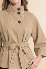 Womens Khaki Cropped Trench Coat | CicyBell