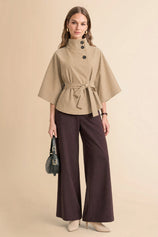 Womens Khaki Cropped Trench Coat | CicyBell