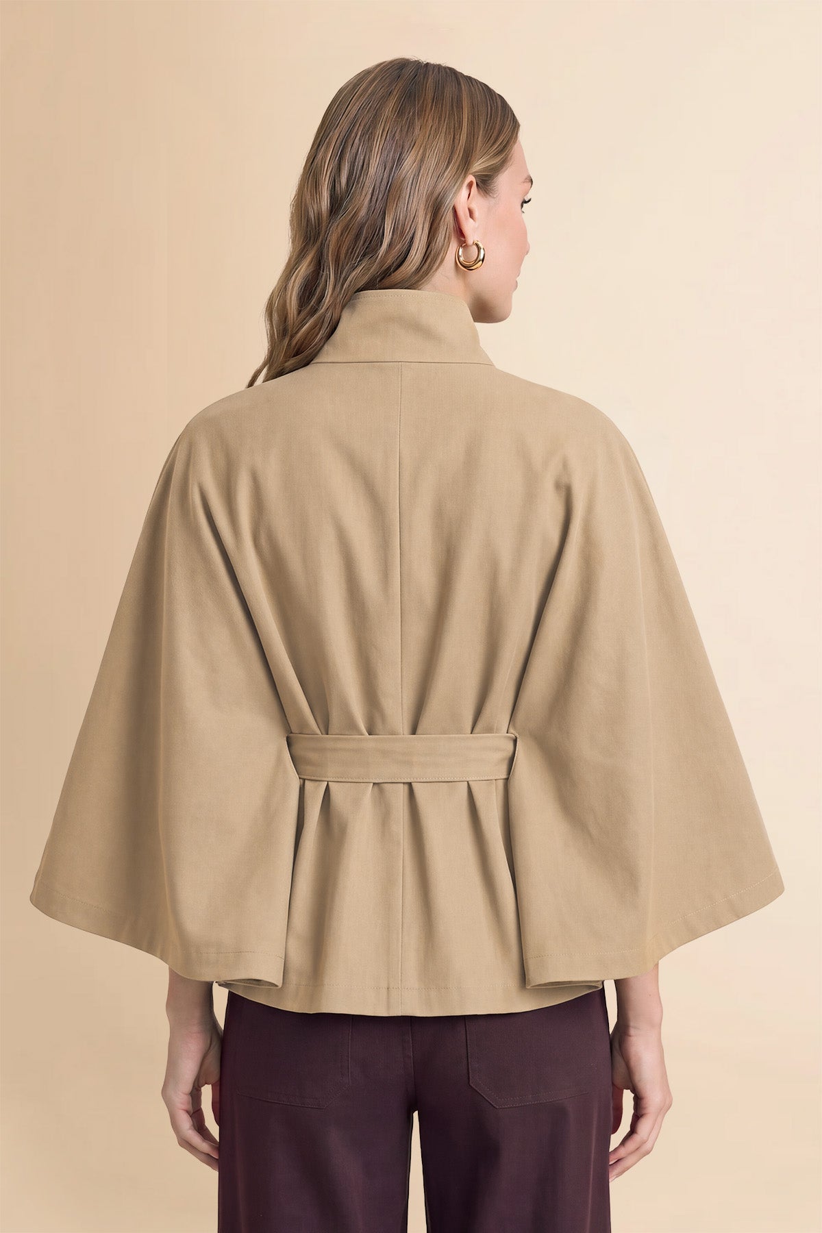 Womens Khaki Cropped Trench Coat | CicyBell