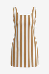 Womens Khaki Striped Denim Mini Dresses | CicyBell