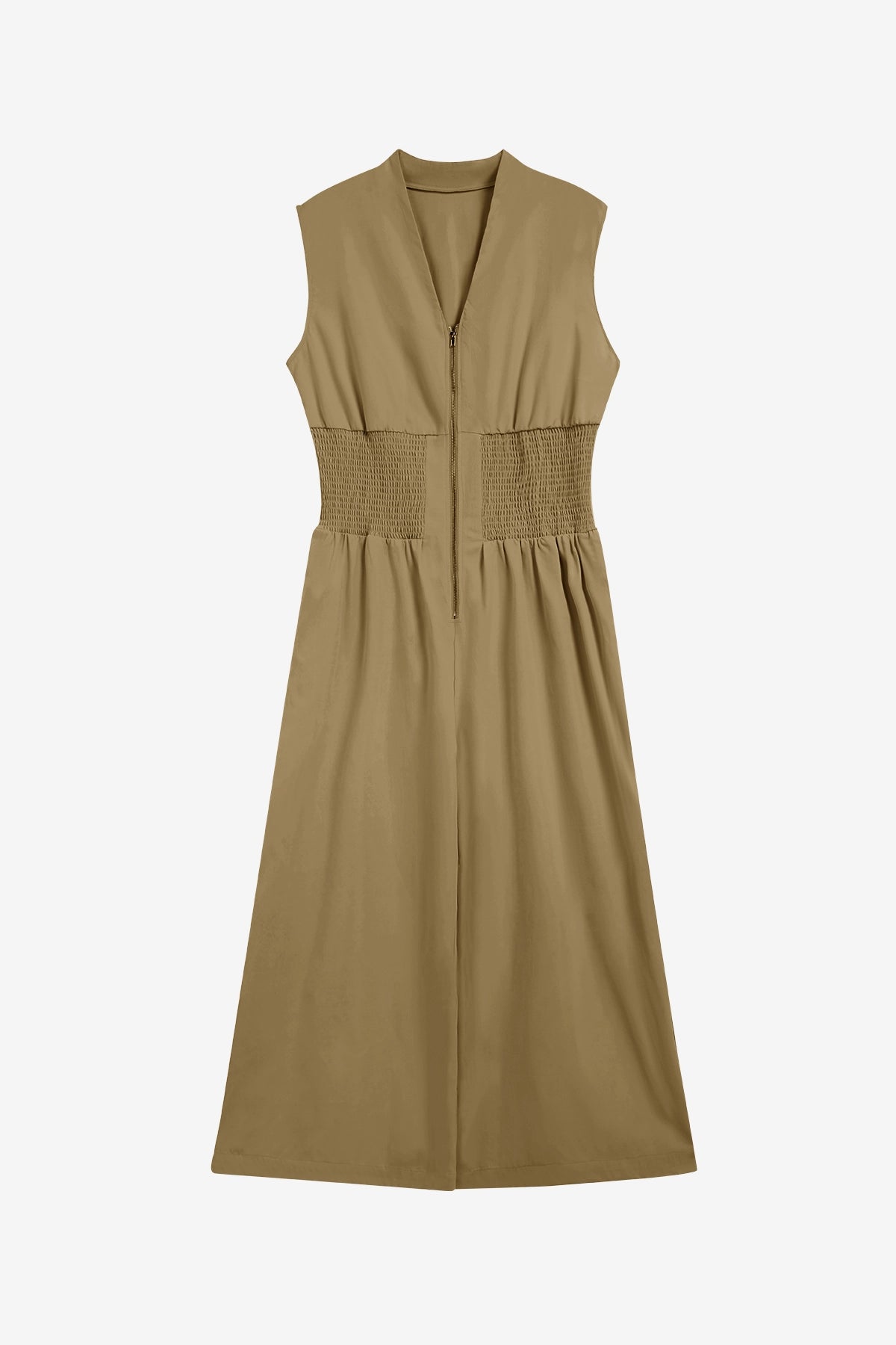 Womens Khaki V Neck Casual Dressy Jumpsuit | CicyBell