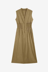 Womens Khaki V Neck Casual Dressy Jumpsuit | CicyBell