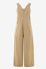 Wrinkle-Free Khaki Wide Leg Jumpsuit Relaxed Stretch | CicyBell