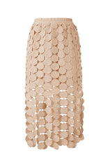 Cicy Bell Womens Khaki Hollow Out Fringe Hem Maxi Skirts