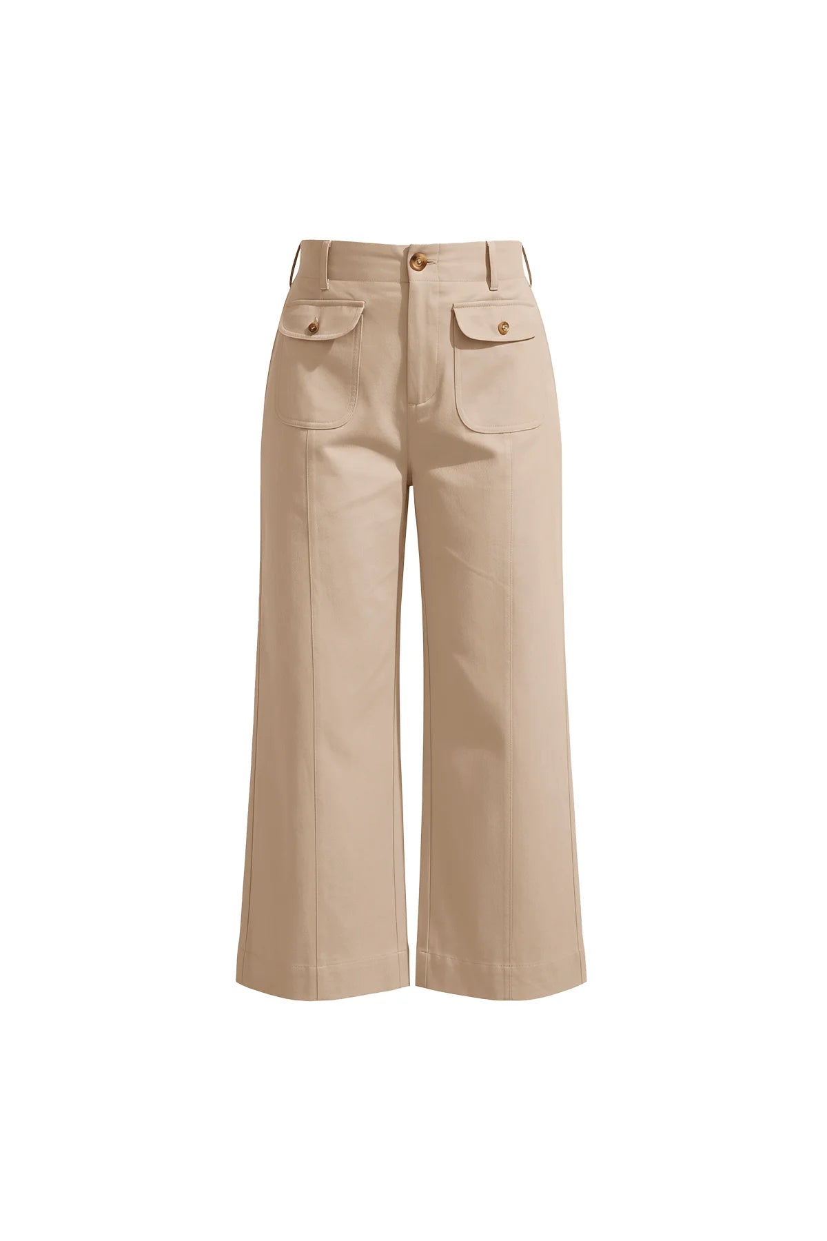 Womens Khaki Cropped Wide Leg Pants | CicyBell