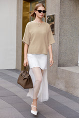 Cicy Bell Womens Khaki Half Sleeve Sweaters