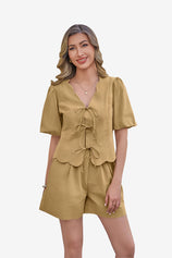 Womens Khaki Summer 2 Piece Short Sets | CicyBell